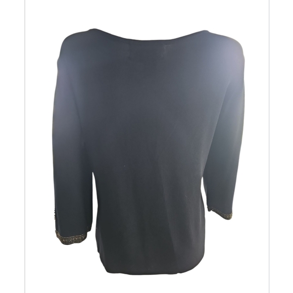 Joseph Black and Gold Embellished 3/4 Sleeve Blouse - Picture 7 of 7